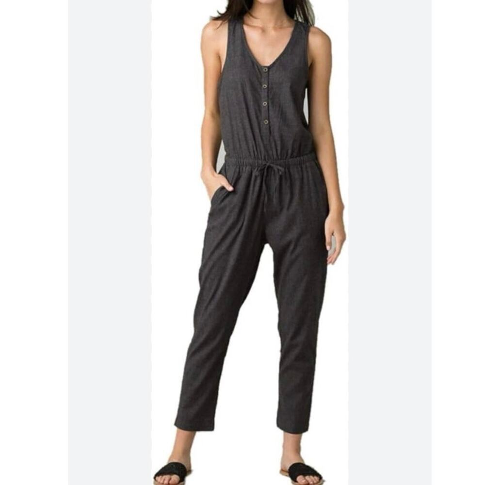 Prana Charcoal Gray Sleeveless Jumpsuit